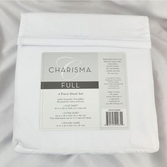 🩵NWT Charisma White Microfiber Full 4 Piece Sheet Set - Picture 7 of 9